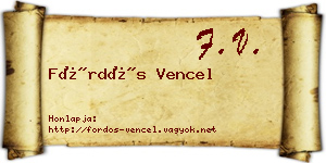 Fördős Vencel névjegykártya